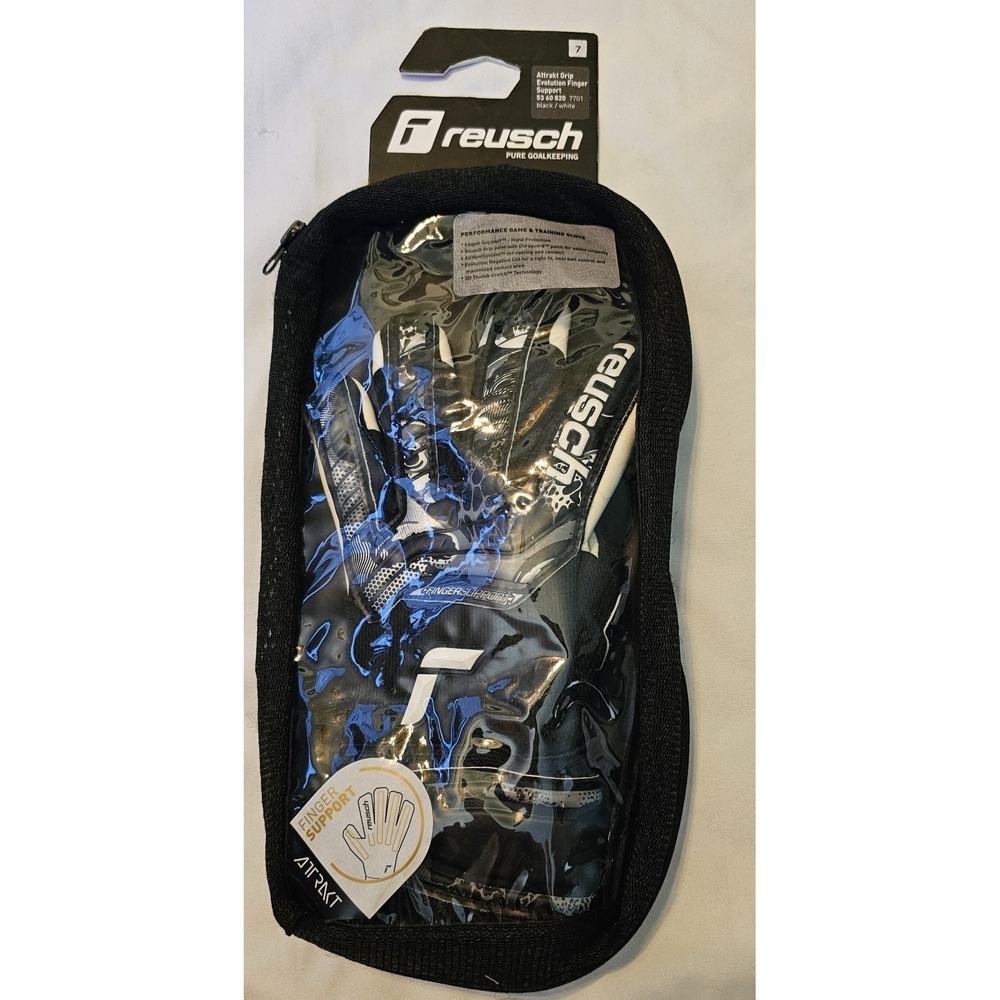 Preowned Lt Hand Reusch Blk/Wh Goalie Glove Attrakt Grip Evolution